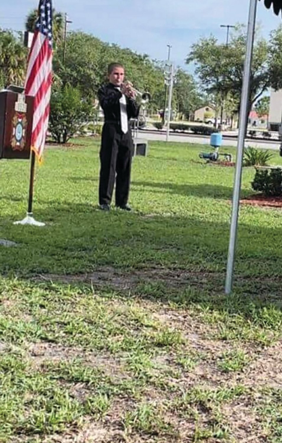 Rocco Cohen played Taps during the Memorial Day ceremony in Veteran's Park on Memorial Day, 2022.